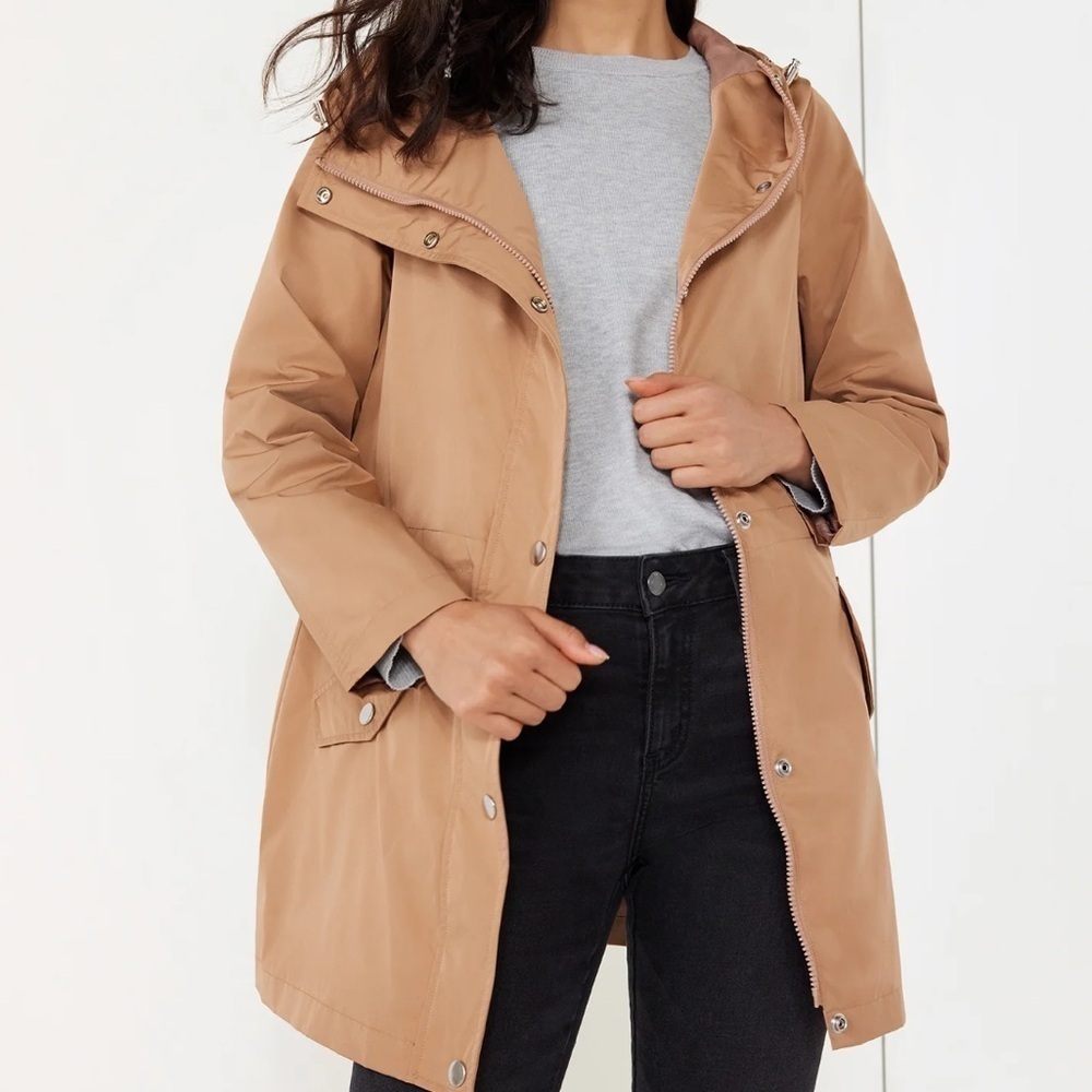 Time and Tru Tan Camel Brown Anorak Lightweight Jacket Hooded XS - Picture 1 of 6
